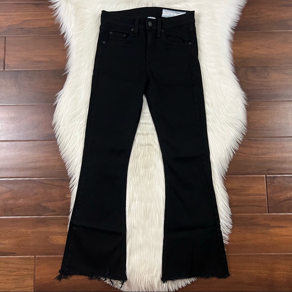 Rag & Bone Womens Size 24 Black Coal 10" Crop Flare Denim Jeans